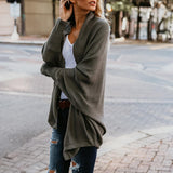 Maxbell Women Cardigan Loose Sweater Batwing Long Sleeve Knitted Outwear Dark green