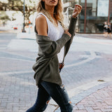 Maxbell Women Cardigan Loose Sweater Batwing Long Sleeve Knitted Outwear Dark green