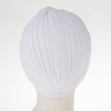 Women's Twisted Pleated Turban Hat Hijab Cap Head Wrap Chemo Indian White