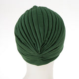 Women's Twisted Pleated Turban Hat Hijab Cap Head Wrap Chemo Indian Green