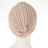 Women's Twisted Pleated Turban Hat Hijab Cap Head Wrap Chemo Indian Khaki