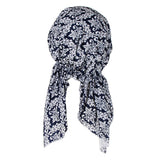 Maxbell Pre Tied Head Scarf Muslin Turban Hijab Cap Chemo Beanie Wrap Bonnet White Blue