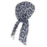 Maxbell Pre Tied Head Scarf Muslin Turban Hijab Cap Chemo Beanie Wrap Bonnet White Blue