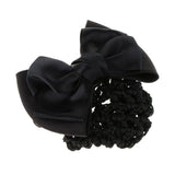 Women's Hair Bun Cover Net Snood Hairnet Bowknot Decor Hair Accessory Black