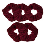 5 Pieces Velvet Hair Scrunchies Elastic Hair Band Soft Bobble Hair Ties Burgundy