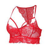 Floral Lace Bustier Crop Tops Unpadded Bra Bralette Cami Lingerie Red