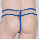 Maxbell 4 Colors Men's T-Back Underwear Low-rise Man Bikini G-String Thong Blue