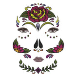 Maxbell Halloween Day of Dead Temporary Face Tattoo Kit Party Stickers for Men Women Big Flower