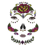 Maxbell Halloween Day of Dead Temporary Face Tattoo Kit Party Stickers for Men Women Big Flower