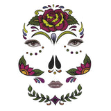 Maxbell Halloween Day of Dead Temporary Face Tattoo Kit Party Stickers for Men Women Big Flower