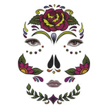 Maxbell Halloween Day of Dead Temporary Face Tattoo Kit Party Stickers for Men Women Big Flower