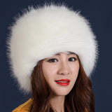 Women Warm Winter Russian Fluffy Faux Fur Hat Earwarmer Earmuff Cossak Ski White