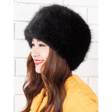 Women Warm Winter Russian Fluffy Faux Fur Hat Earwarmer Earmuff Cossak Ski Black