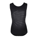 Maxbell Girls One Piece Gymnastics Leotard Costume Metallic Sleeveless Bodysuit 14 Black