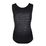 Maxbell Girls One Piece Gymnastics Leotard Costume Metallic Sleeveless Bodysuit 14 Black