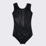 Maxbell Girls One Piece Gymnastics Leotard Costume Metallic Sleeveless Bodysuit 14 Black