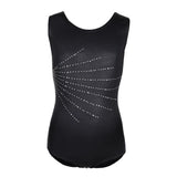 Maxbell Girls One Piece Gymnastics Leotard Costume Metallic Sleeveless Bodysuit 14 Black