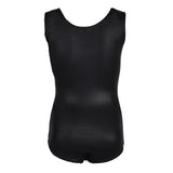 Maxbell Girls One Piece Gymnastics Leotard Costume Metallic Sleeveless Bodysuit 14 Black