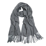 Large Soft Pashmina Shawl Wrap Scarf Solid Color Wool Blend Scarves Gray