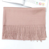 Large Soft Pashmina Shawl Wrap Scarf Solid Color Wool Blend Scarves Pink