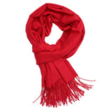 Womens Long Large Soft Silky Pashmina Shawl Wrap Scarf in Solid Colors Red