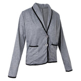 Maxbell Lady Suit Women Short Jacket Cardigan Slim Coat Work Outwear 2XL Dark Grey
