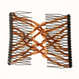 Stretch Double Hair Comb Clip Bow Beads Double Clip Hair Accessories Coffee