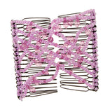 Maxbell Stretch Magic Comb Beaded Hairpin Bow Hair Head Comb Cuff Double Clip Purple