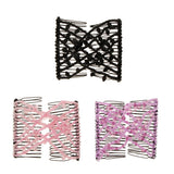 Maxbell Stretch Magic Comb Beaded Hairpin Bow Hair Head Comb Cuff Double Clip Purple