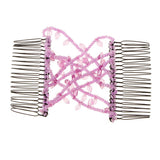 Maxbell Stretch Magic Comb Beaded Hairpin Bow Hair Head Comb Cuff Double Clip Purple