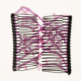 Maxbell Stretch Magic Comb Beaded Hairpin Bow Hair Head Comb Cuff Double Clip Purple