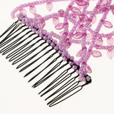 Maxbell Stretch Magic Comb Beaded Hairpin Bow Hair Head Comb Cuff Double Clip Purple