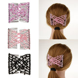 Maxbell Stretch Magic Comb Beaded Hairpin Bow Hair Head Comb Cuff Double Clip Purple