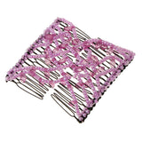 Maxbell Stretch Magic Comb Beaded Hairpin Bow Hair Head Comb Cuff Double Clip Purple