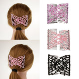 Maxbell Stretch Magic Comb Beaded Hairpin Bow Hair Head Comb Cuff Double Clip Purple