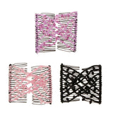 Maxbell Stretch Magic Comb Beaded Hairpin Bow Hair Head Comb Cuff Double Clip Purple