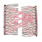 Maxbell Stretch Magic Comb Beaded Hairpin Bow Hair Head Comb Cuff Double Clip Pink