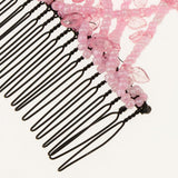 Maxbell Stretch Magic Comb Beaded Hairpin Bow Hair Head Comb Cuff Double Clip Pink
