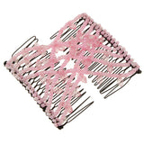 Maxbell Stretch Magic Comb Beaded Hairpin Bow Hair Head Comb Cuff Double Clip Pink
