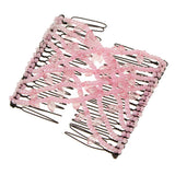 Maxbell Stretch Magic Comb Beaded Hairpin Bow Hair Head Comb Cuff Double Clip Pink