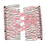 Maxbell Stretch Magic Comb Beaded Hairpin Bow Hair Head Comb Cuff Double Clip Pink