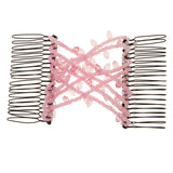 Maxbell Stretch Magic Comb Beaded Hairpin Bow Hair Head Comb Cuff Double Clip Pink