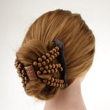 Stretch Double Hair Comb Clip Wood Beads Double Clip Hair Accessories Black