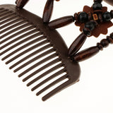 Maxbell Elastic Double Hair Comb with Wooden Bead Easy Hair Clip Hair Jewelry Coffee