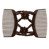 Maxbell Elastic Double Hair Comb with Wooden Bead Easy Hair Clip Hair Jewelry Coffee