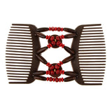 Maxbell Elastic Double Hair Comb with Wooden Bead Easy Hair Clip Hair Jewelry Red