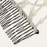 Maxbell Elegant Double Hair Comb Stretch Magic Beads Clip Hairstyle Accessory White