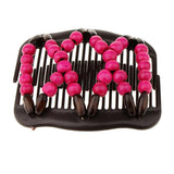 Maxbell Stretch Magic Combs Beaded Hairpin Bow Hair Head Comb Cuff Double Clip Rose Red