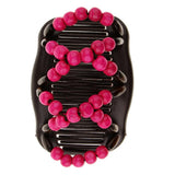 Maxbell Stretch Magic Combs Beaded Hairpin Bow Hair Head Comb Cuff Double Clip Rose Red