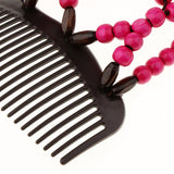 Maxbell Stretch Magic Combs Beaded Hairpin Bow Hair Head Comb Cuff Double Clip Rose Red